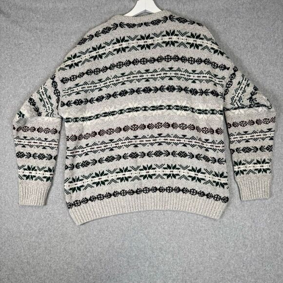 Eddie Bauer Mens Size Large Pullover Sweater Tan Black 100% Cotton Long Sleeve - Picture 6 of 7